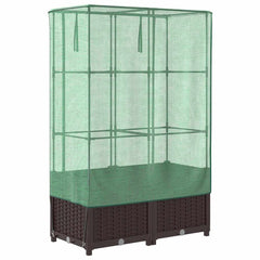 vidaXL Raised Bed with Greenhouse Cover Rattan Look 80x40x138 cm 6