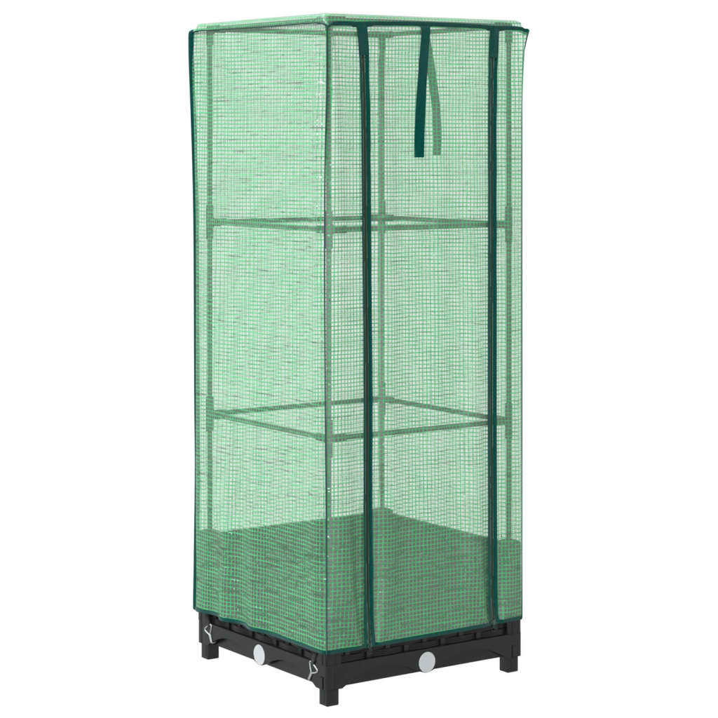 vidaXL Raised Bed with Greenhouse Cover Rattan Look 40x40x123 cm 2