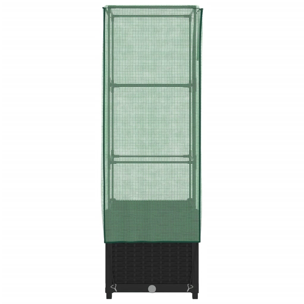 vidaXL Raised Bed with Greenhouse Cover Rattan Look 40x40x139 cm 5