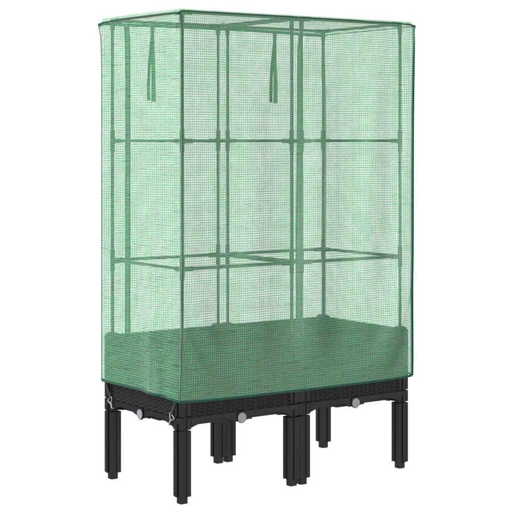 vidaXL Raised Bed with Greenhouse Cover Rattan Look 80x40x140 cm 6