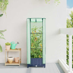vidaXL Raised Bed with Greenhouse Cover Rattan Look 40x40x123 cm 3