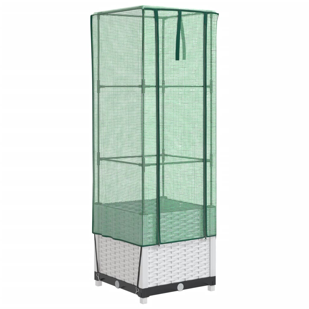 vidaXL Raised Bed with Greenhouse Cover Rattan Look 40x40x139 cm 2