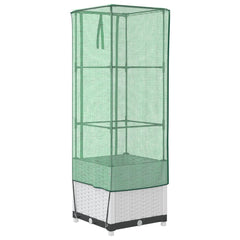 vidaXL Raised Bed with Greenhouse Cover Rattan Look 40x40x139 cm 6