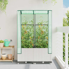vidaXL Raised Bed with Greenhouse Cover Rattan Look 80x40x138 cm 3