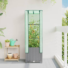 vidaXL Raised Bed with Greenhouse Cover Rattan Look 40x40x139 cm 3