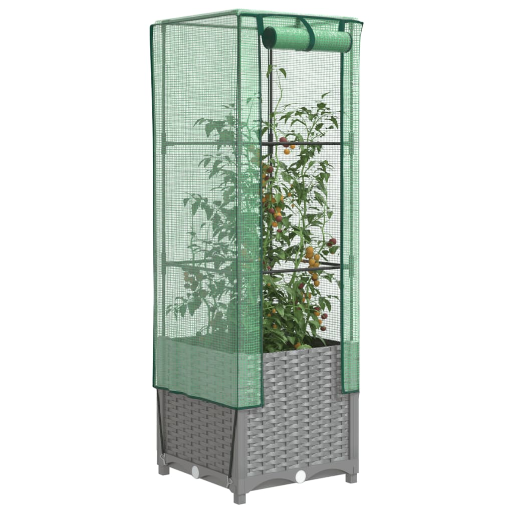 vidaXL Raised Bed with Greenhouse Cover Rattan Look 40x40x139 cm 1