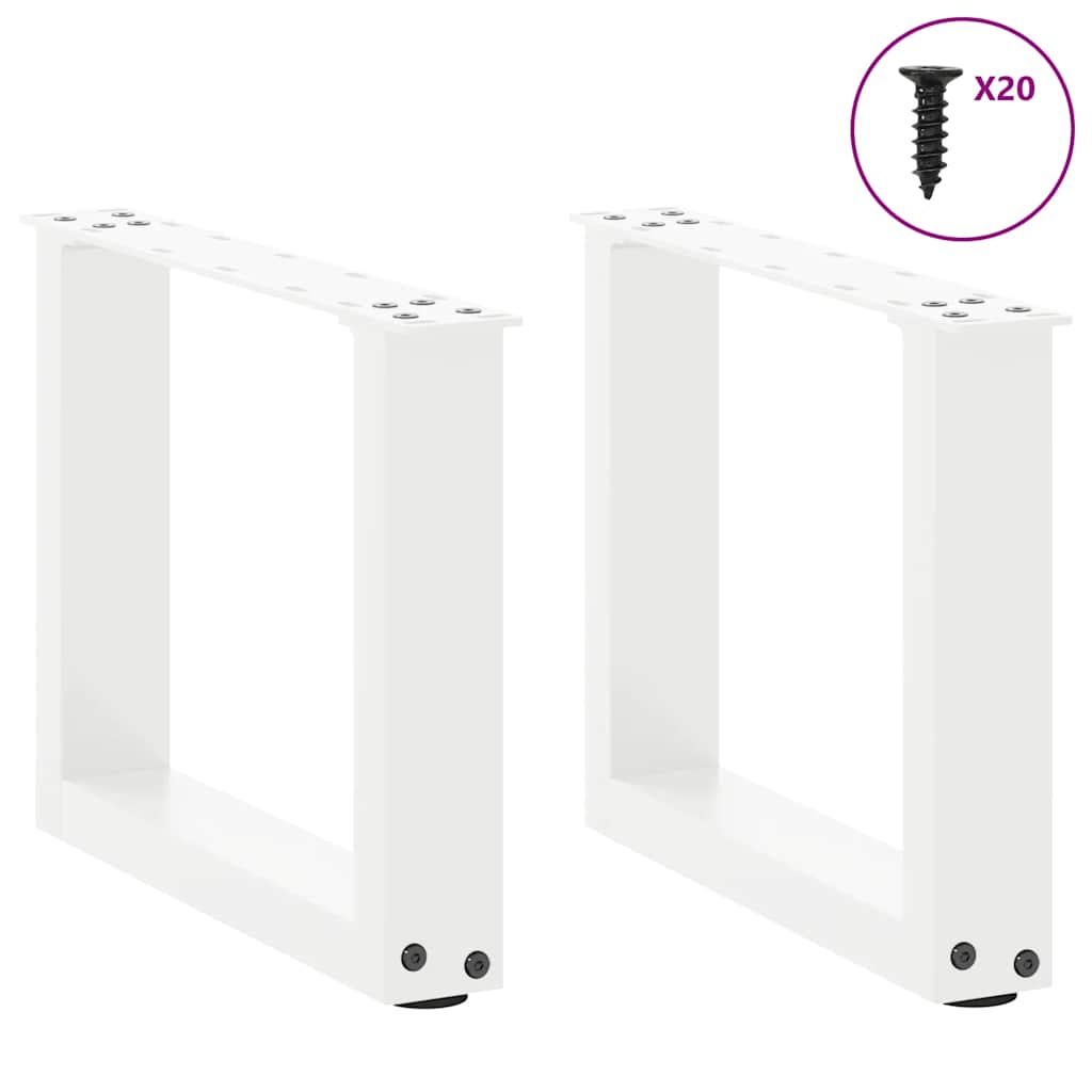 vidaXL Coffee Table Legs U-Shaped 2 pcs White 40x(30-31) cm Steel 3