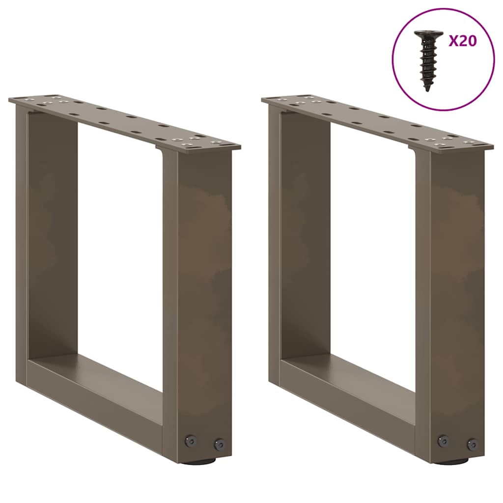vidaXL Coffee Table Legs U-Shaped 2 pcs Natural Steel 40x(30-31) cm Steel 3
