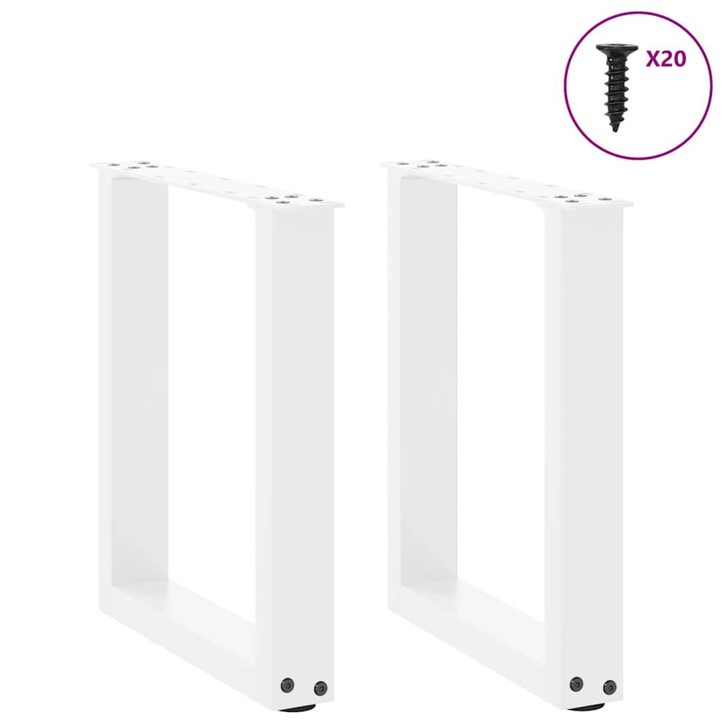 vidaXL Coffee Table Legs U-Shaped 2 pcs White 38x(42-43) cm Steel 3