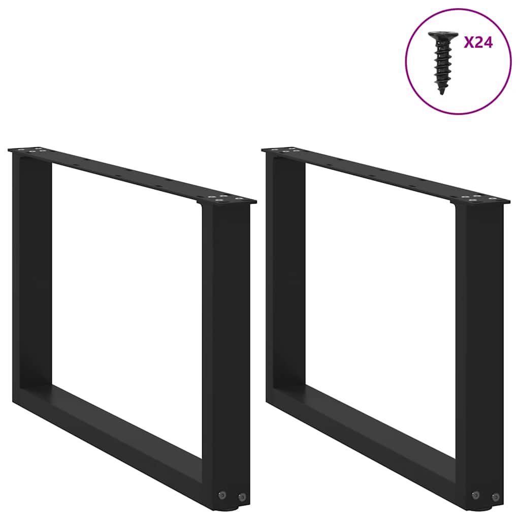 Bar Table Legs U-Shaped Steel 2 pcs Black 60 x (42-43) cm