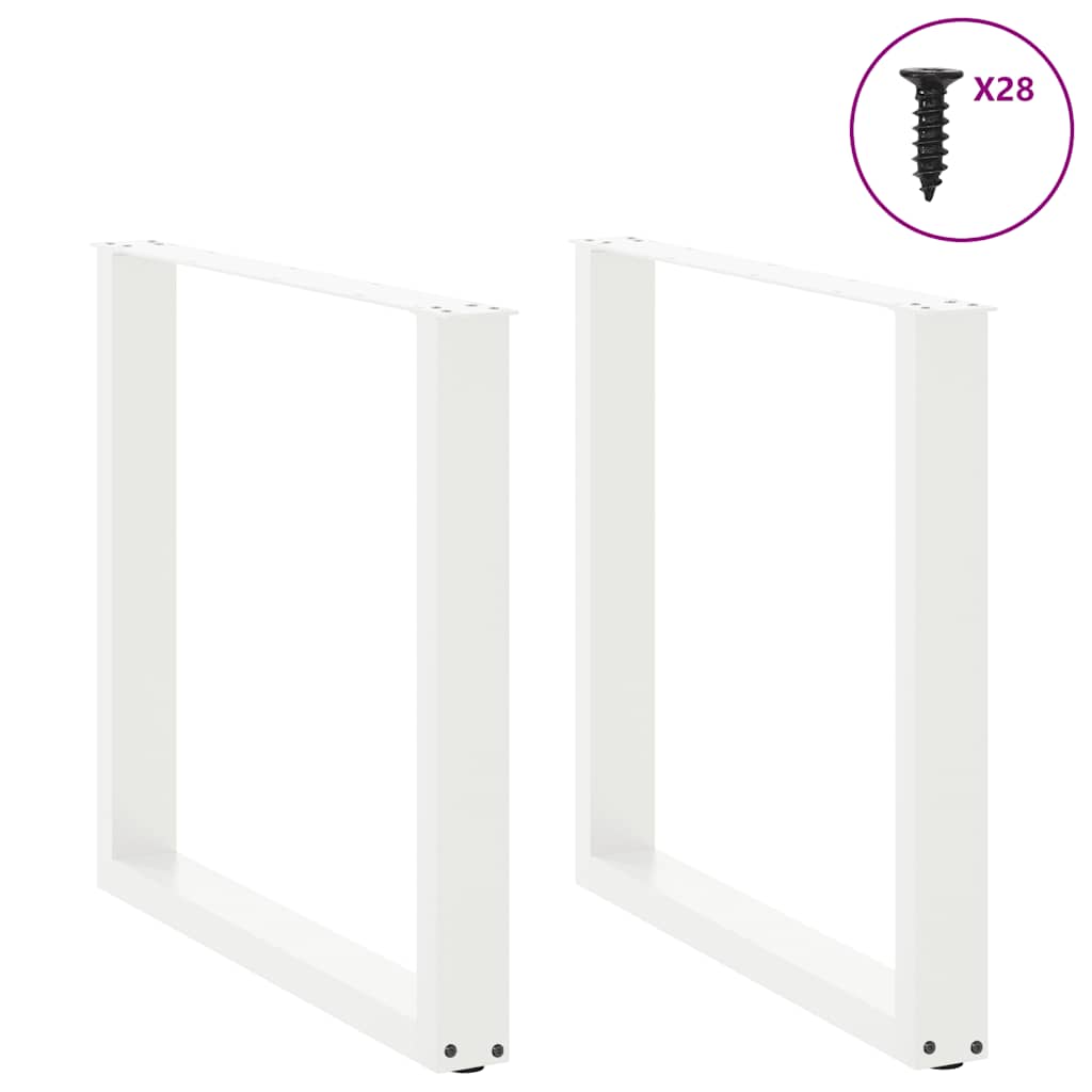 Dining Table Legs U-Shaped Steel 2 pcs White 80 x (72-73) cm