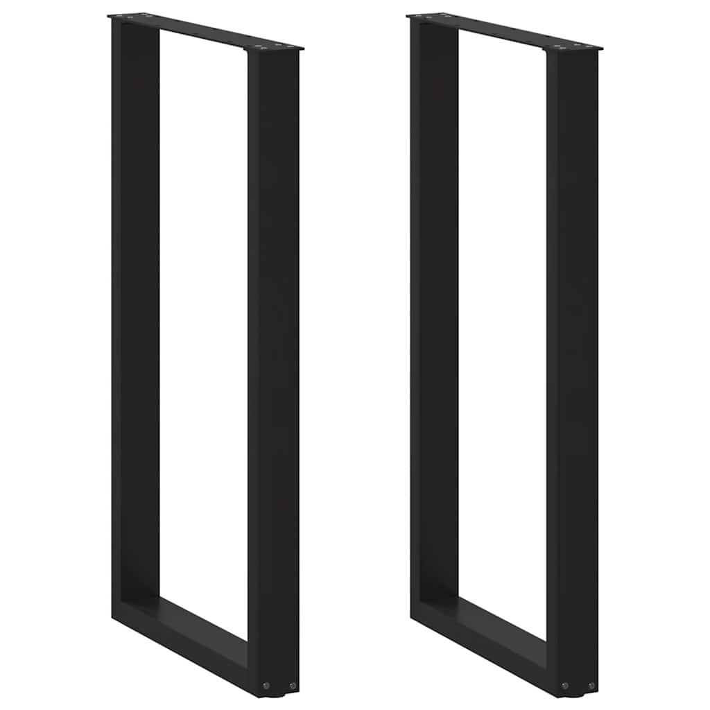 Dining Table Legs U-Shaped Steel 2 pcs Black 60 x (110-111) cm