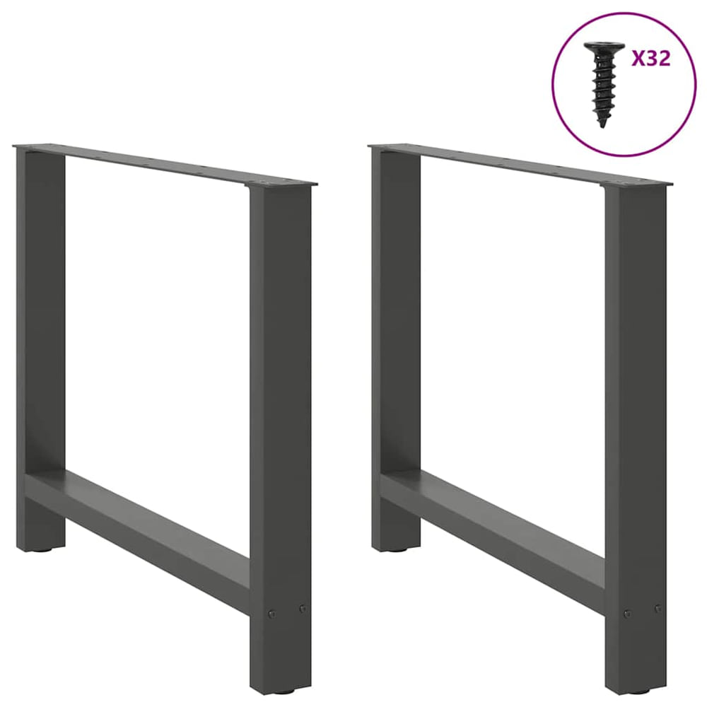 Dining Table Legs 2 pcs Steel Anthracite 100 x (72-73) cm