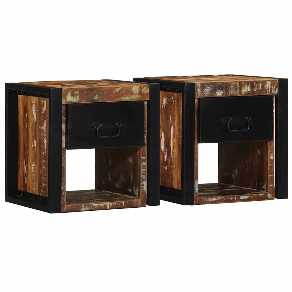 Bedside Cabinets Multicolour 40x35x40 cm Solid reclaimed wood 2