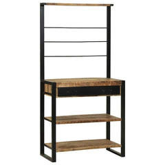 Kitchen Rack and Black 80 x 40 x 160 cm Natural