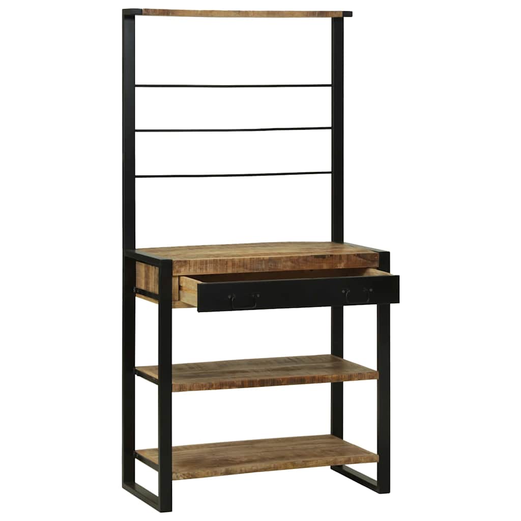 Kitchen Rack and Black 80 x 40 x 160 cm Natural