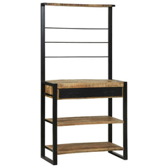 Kitchen Rack and Black 80 x 40 x 160 cm Natural