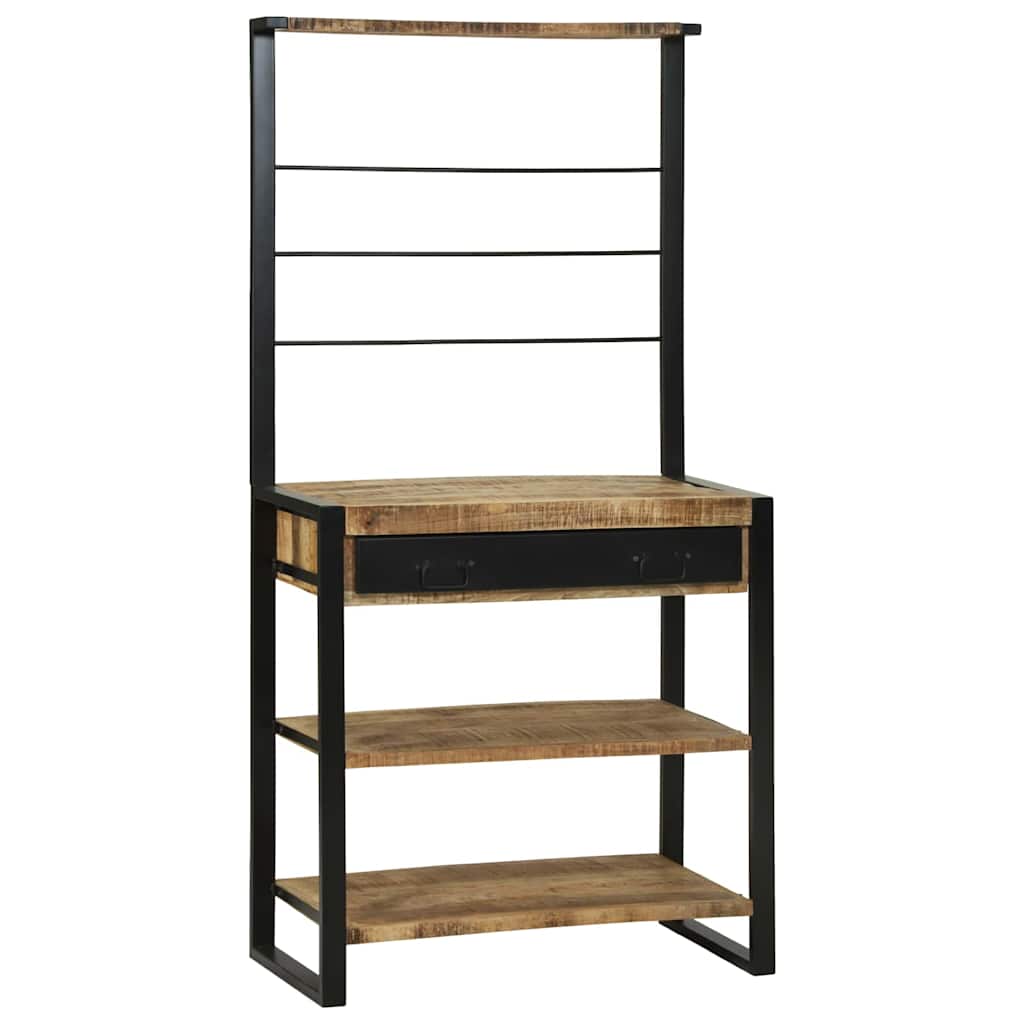 Kitchen Rack and Black 80 x 40 x 160 cm Natural