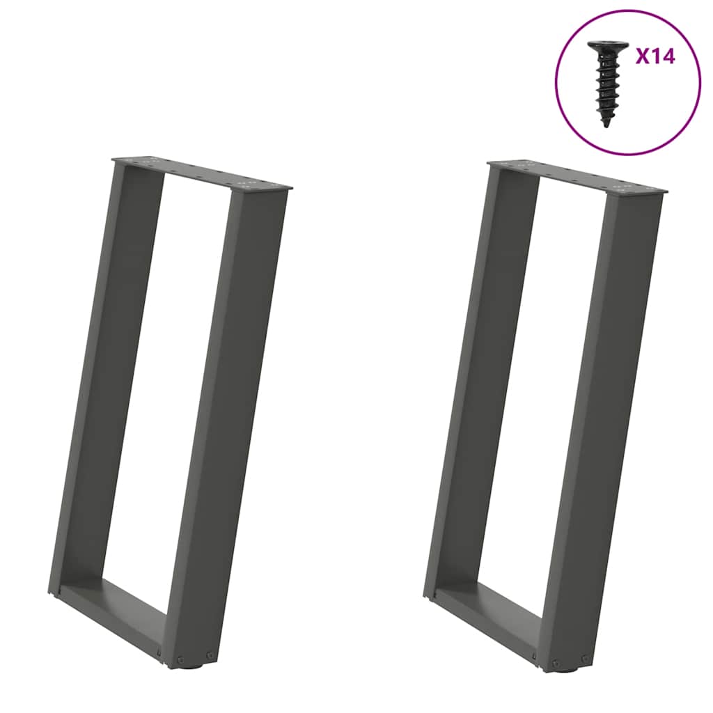 Coffee Table Legs U-Shaped 2 pcs Steel Anthracite
