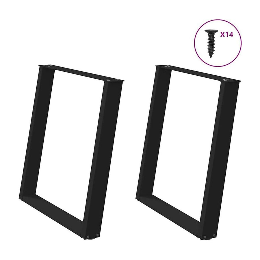 Dining Table Legs U-Shaped 2 pcs Black Steel