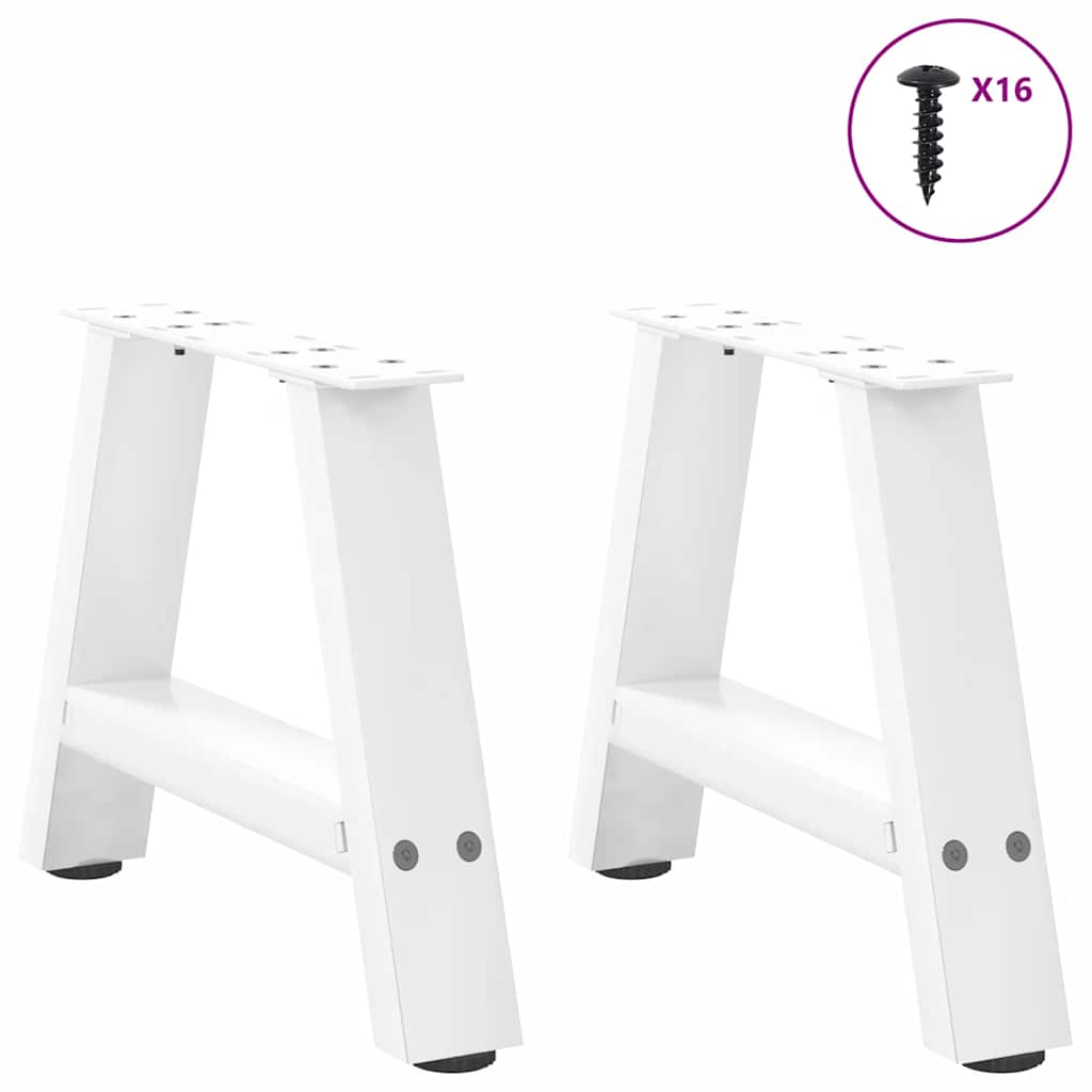 vidaXL Coffee Table Legs A-Shaped 2 pcs White 30x(30-31) cm Steel 3