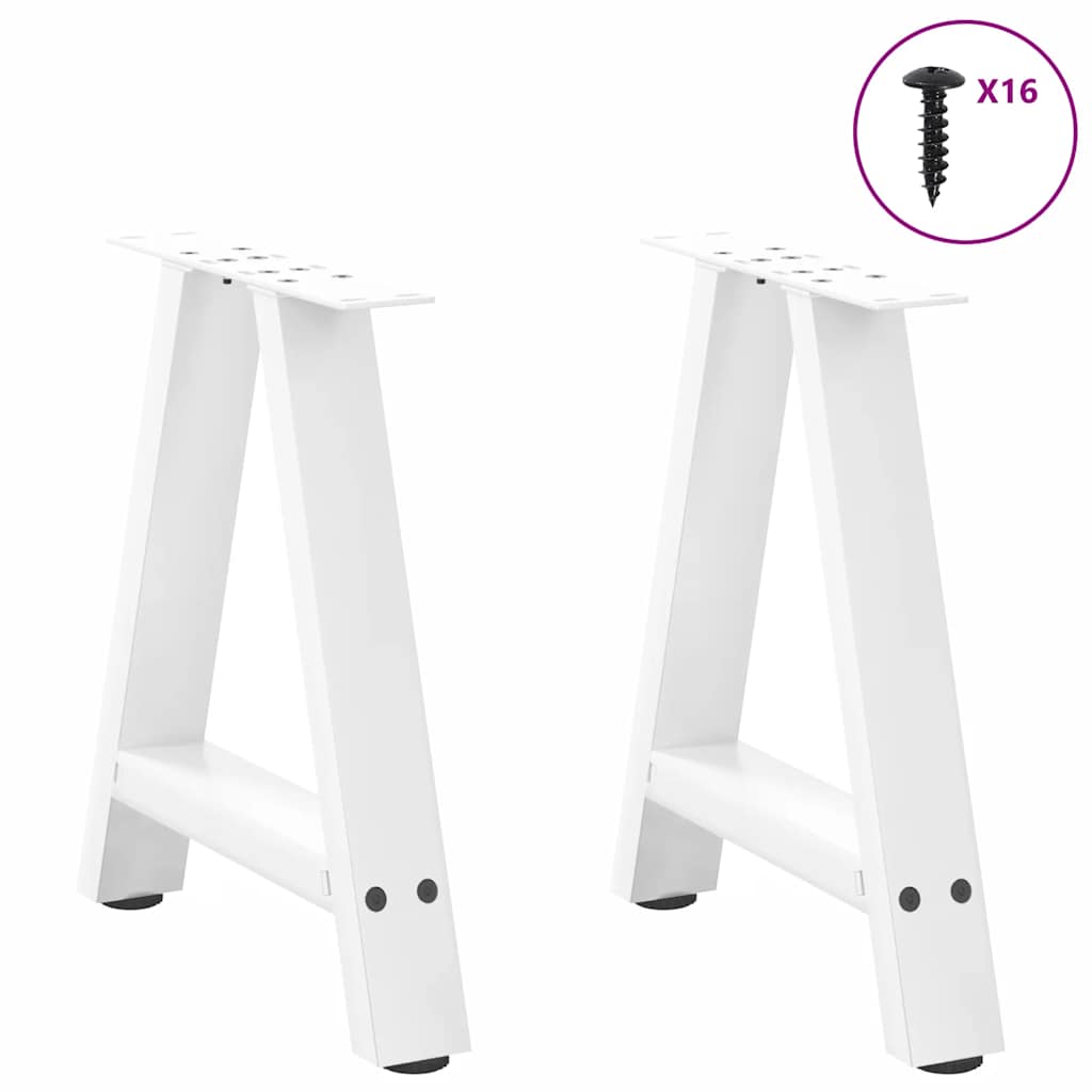 vidaXL Coffee Table Legs A-Shaped 2 pcs White 38x(42-43) cm Steel 3