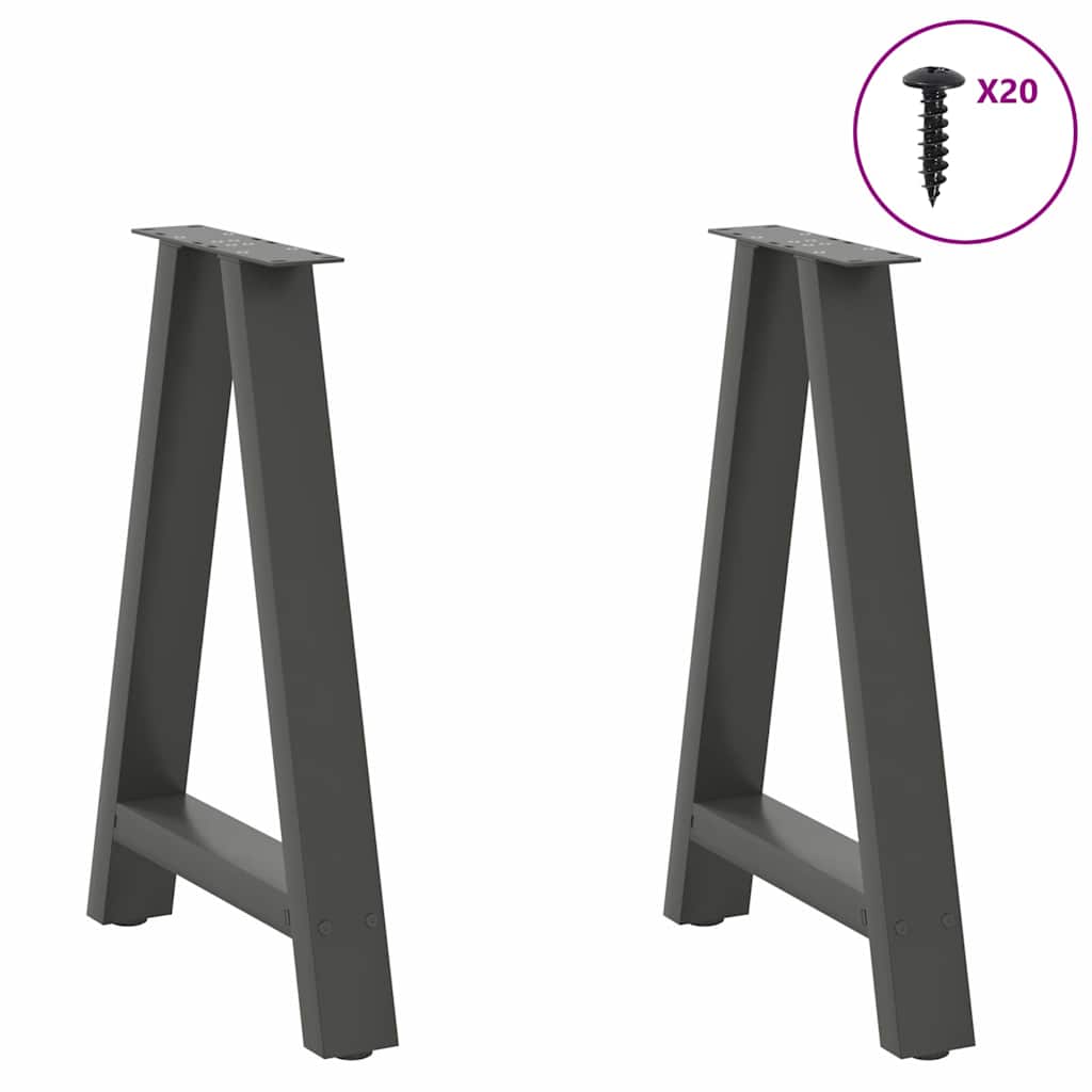 vidaXL Dining Table Legs A-Shaped 2 pcs Anthracite 60x(72-73) cm Steel 3