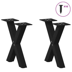 vidaXL Coffee Table Legs X-Shaped 2 pcs Black 30x(30-31) cm Steel 3