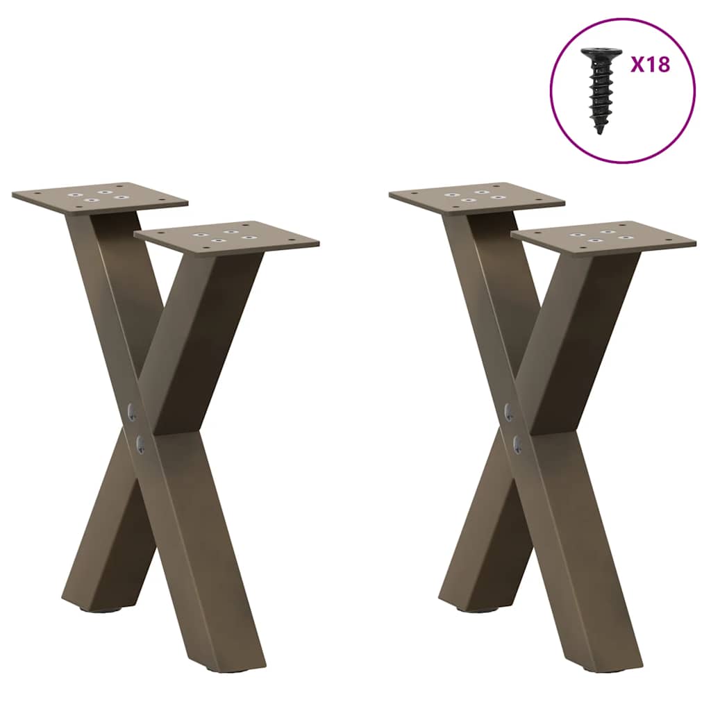 vidaXL Coffee Table Legs X-Shaped 2 pcs Natural Steel 30x(30-31) cm Steel 3