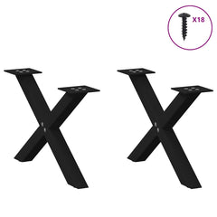 vidaXL Coffee Table Legs X-Shaped 2 pcs Black 60x(30-31) cm Steel 3