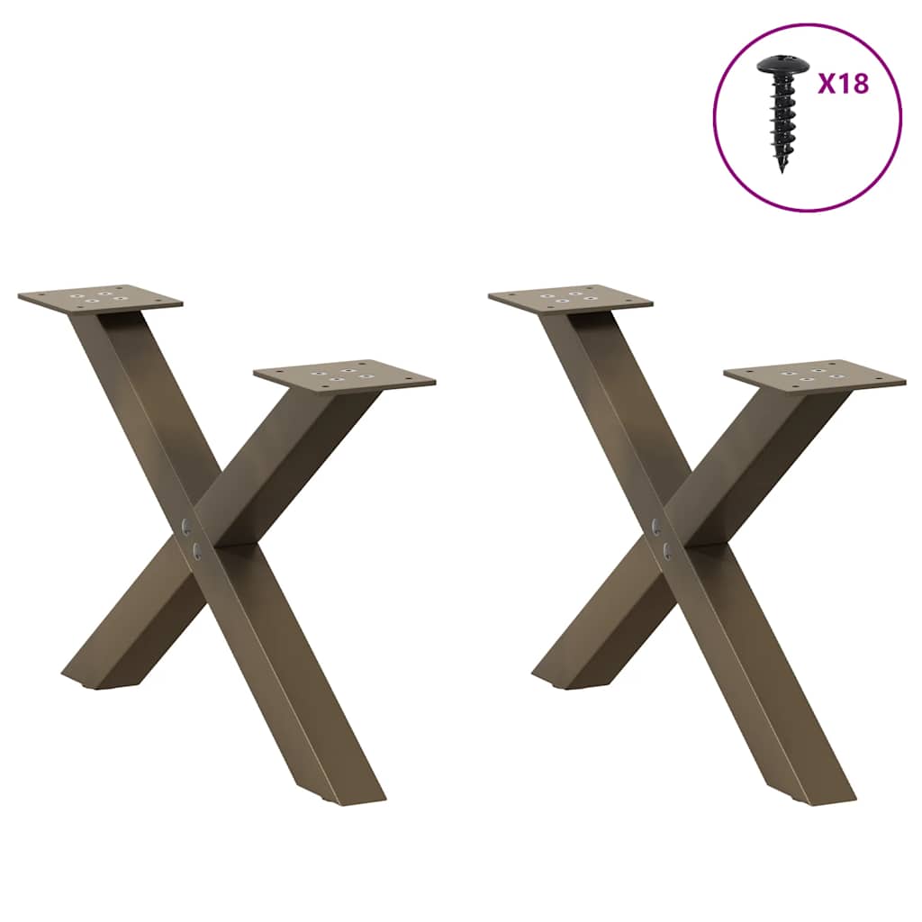 vidaXL Coffee Table Legs X-Shaped 2 pcs Natural Steel 60x(30-31) cm Steel 3