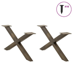 vidaXL Coffee Table Legs X-Shaped 2 pcs Natural Steel 70x(30-31) cm Steel 3