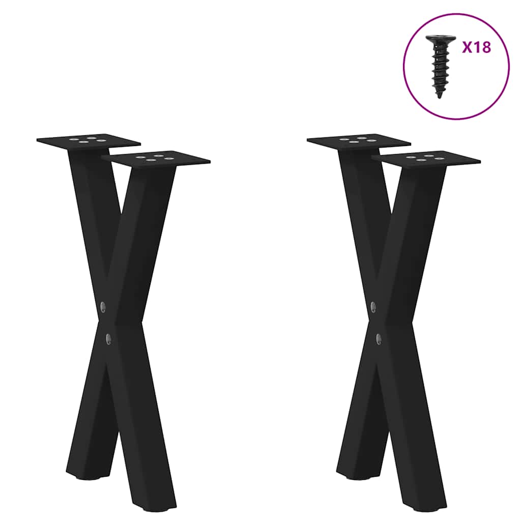 vidaXL Coffee Table Legs X-Shaped 2 pcs Black 38x(42-43) cm Steel 3