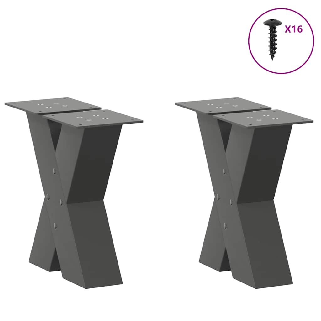 vidaXL Coffee Table Legs X-Shaped 2 pcs Anthracite 40x(30-31) cm Steel 3