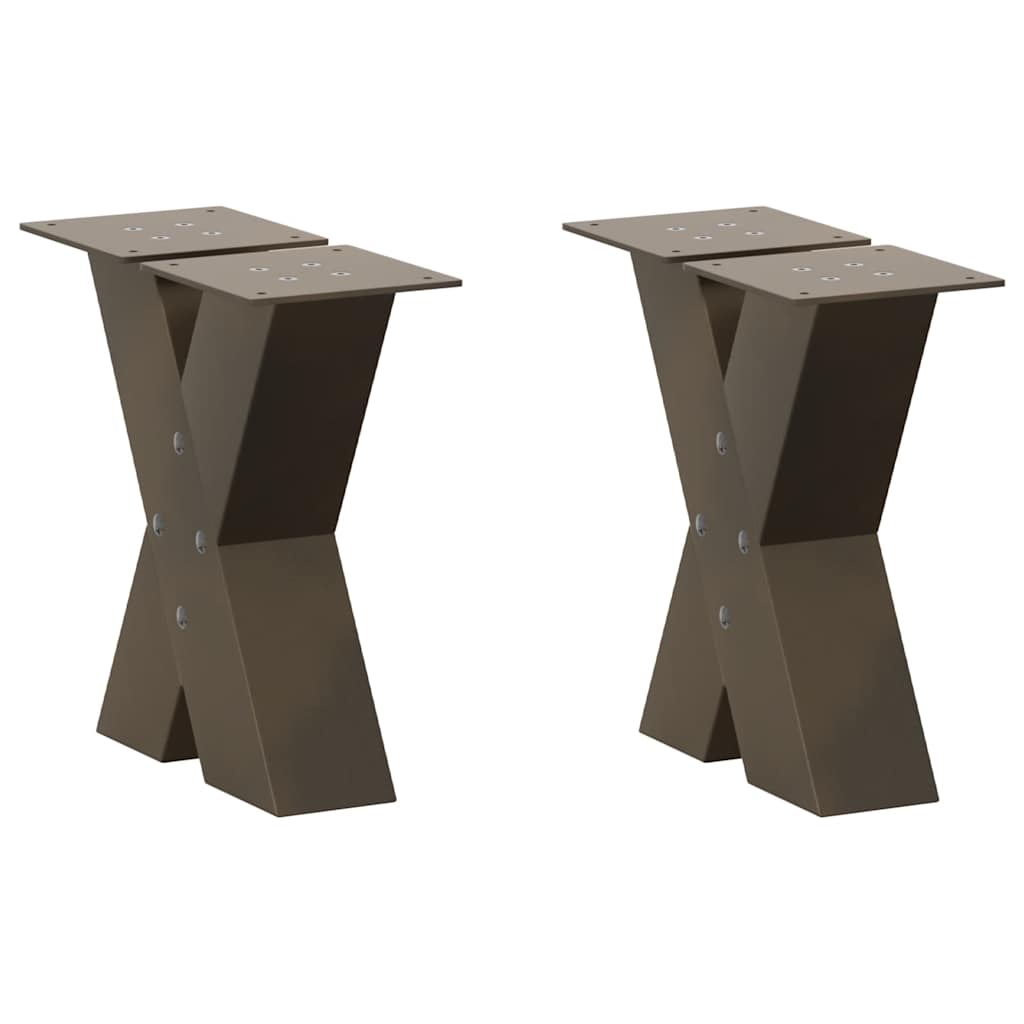 vidaXL Coffee Table Legs X-Shaped 2 pcs Natural Steel 40x(30-31) cm Steel 1