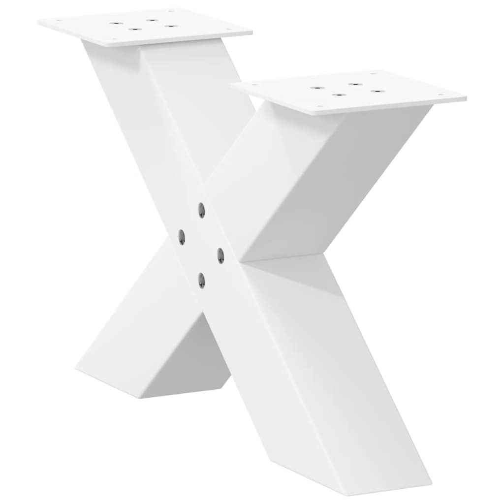 vidaXL Coffee Table Legs X-Shaped 2 pcs White 60x(30-31) cm Steel 4