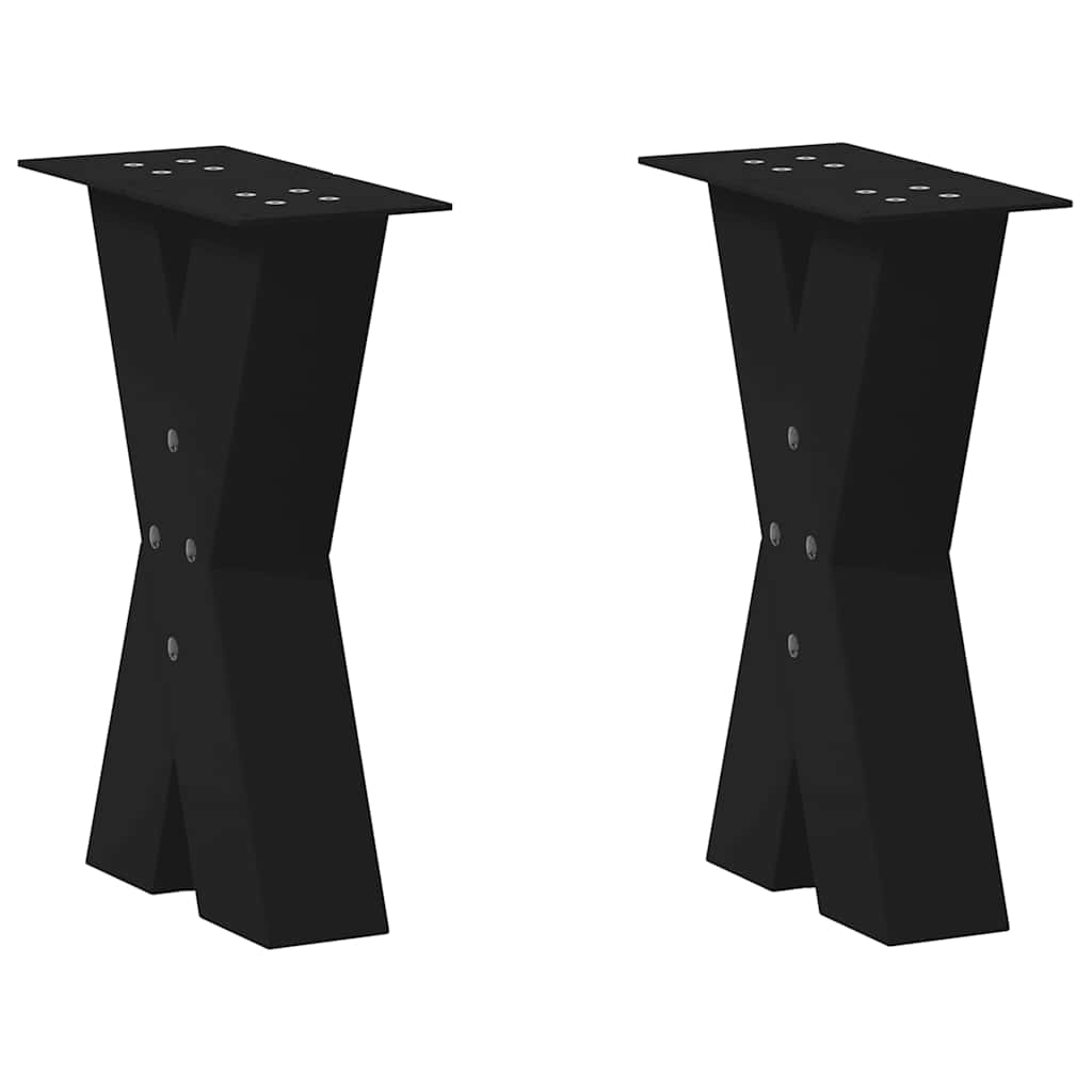 vidaXL Coffee Table Legs X-Shaped 2 pcs Black 28x(42-43) cm Steel 1