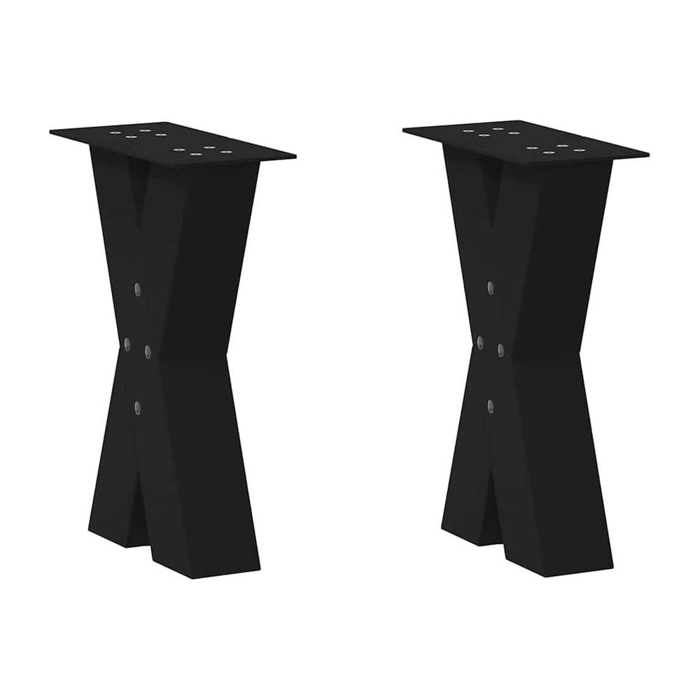 Coffee Table Legs X-Shaped 2 pcs Black Steel