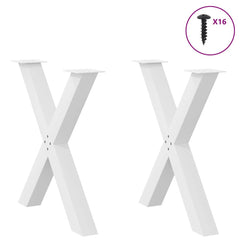 Coffee Table Legs X-Shaped 70x(30-31) Steel 2 pcs White 80 x (72-73) cm (80 mm)