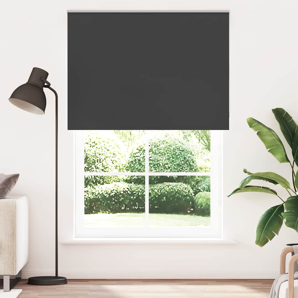 vidaXL Roller Blind Blackout Black 165x230 cm Fabric Width 161.6 cm Polyester 1