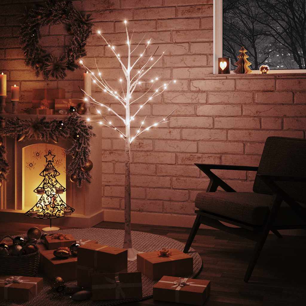 vidaXL Artificial Christmas Tree Warm White 72 LEDs 150 cm White Birch 1