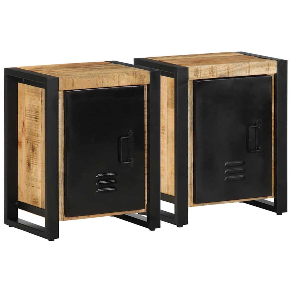 vidaXL Bedside Cabinets 2 pcs Solid Rough Wood Mango 1