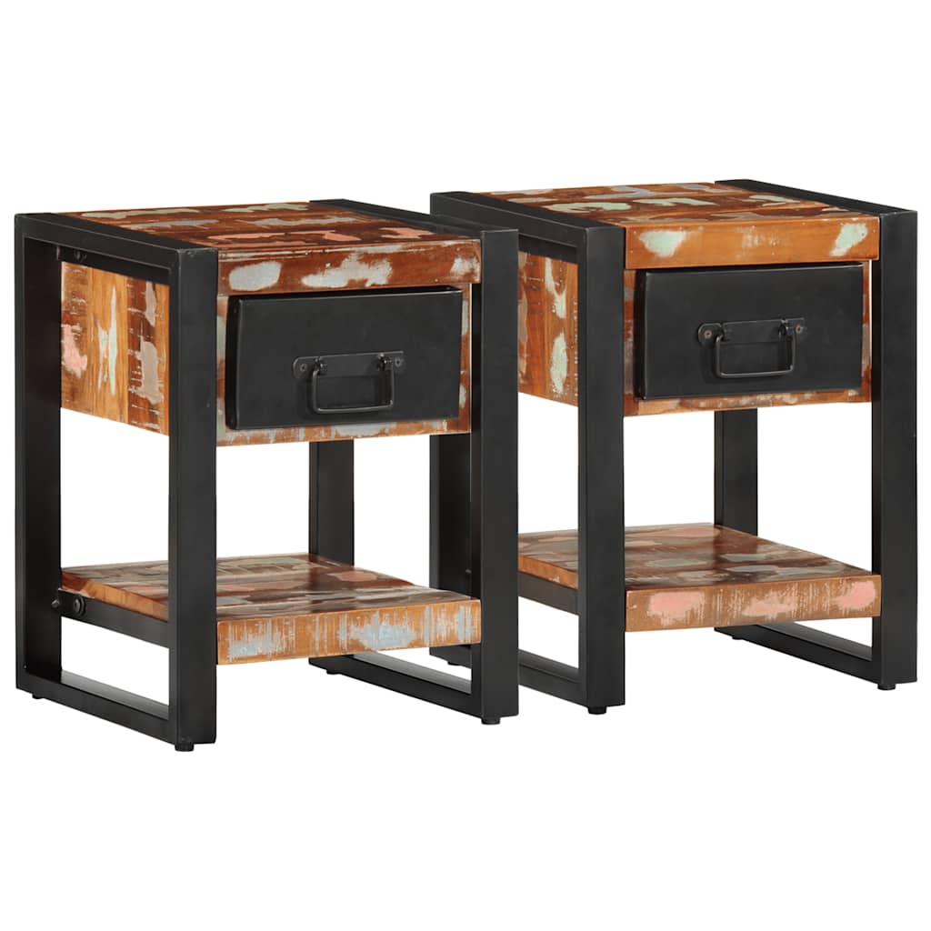 vidaXL Bedside Cabinets 2 pcs Multicolour Solid Rough Wood Mango 1