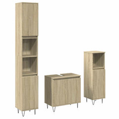 3 Piece Bathroom Furniture Set Engineered Wood Sonoma oak