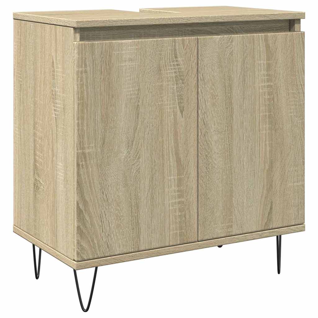 3 Piece Bathroom Furniture Set Engineered Wood Sonoma oak