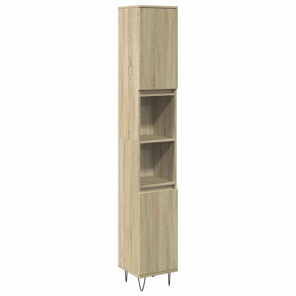 vidaXL 3 Piece Bathroom Furniture Set Sonoma Oak Engineered Wood 4