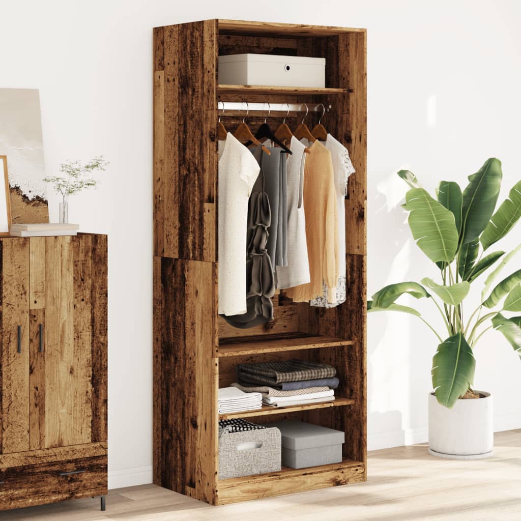 Wardrobe Engineered Wood 80 x 50 x 200 cm 3 Shelves Old wood