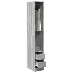 Wardrobe Engineered Wood 30 x 50 x 200 cm 2 Drawers Grey sonoma