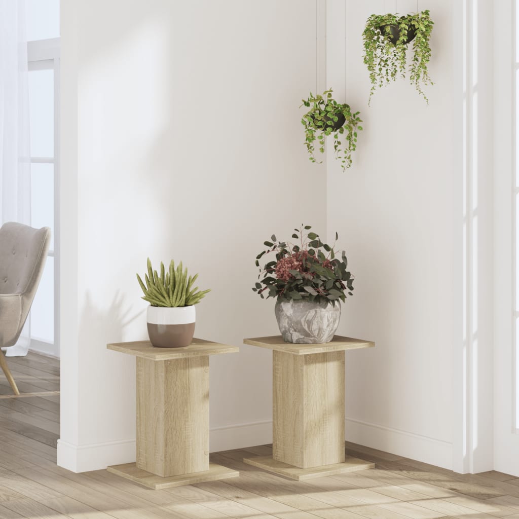vidaXL Plant Stands 2 pcs Sonoma Oak 30x30x40 cm Engineered Wood 3