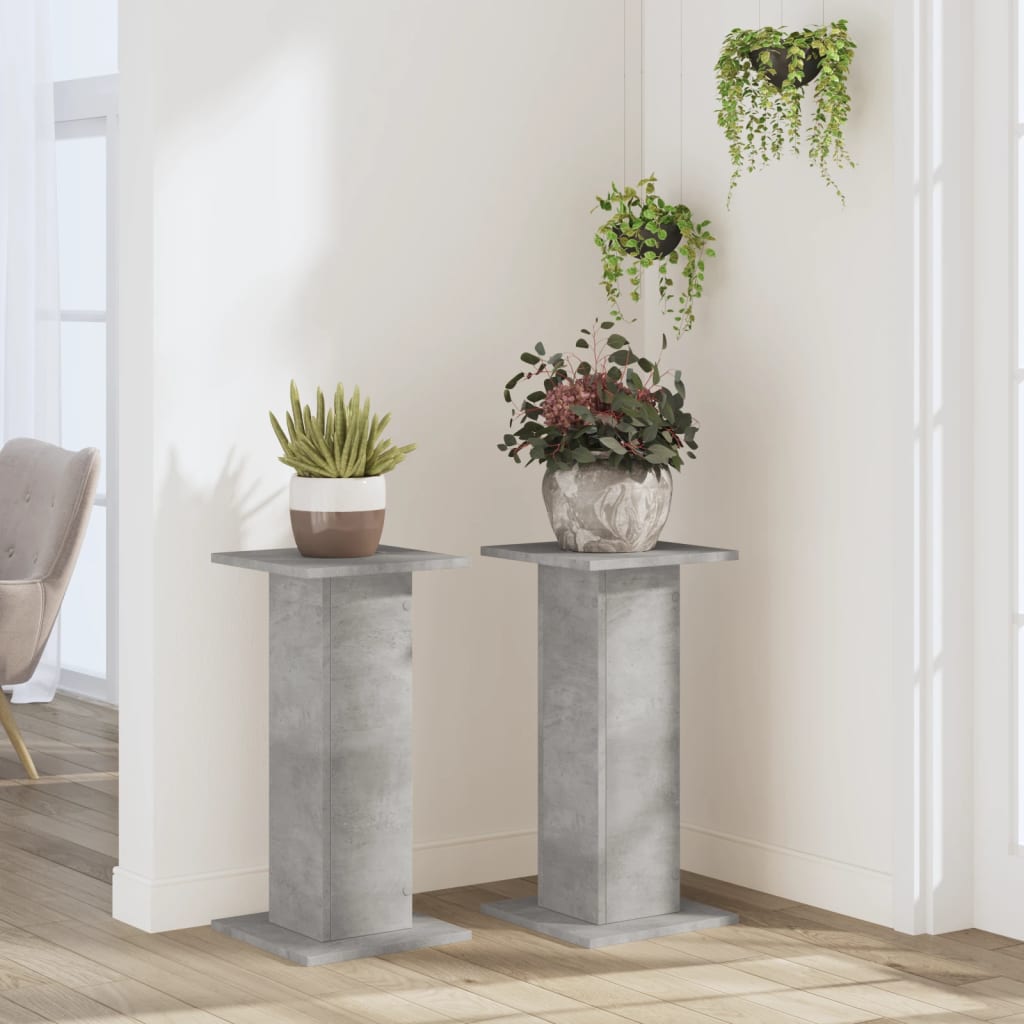 vidaXL Plant Stands 2 pcs Concrete Grey 30x30x60 cm Engineered Wood 3